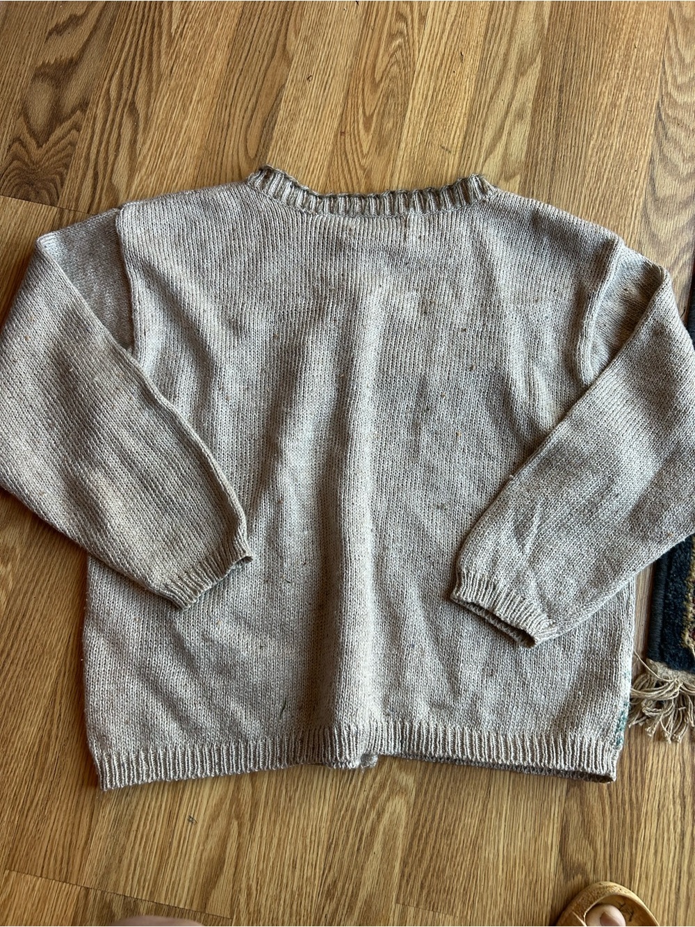 Vintage Cozy Taupe Floral Embroidered Cardigan Sweater - Picture 7 of 7